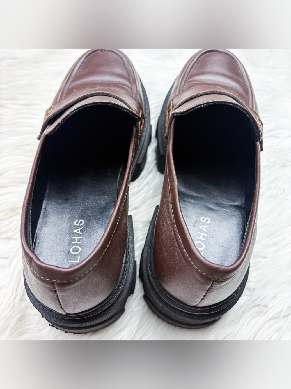 Alohas Trailblazer Loafer Lug Sole Platform Penny Coffee Brown Leather 40 US 9 - Picture 7 of 11
